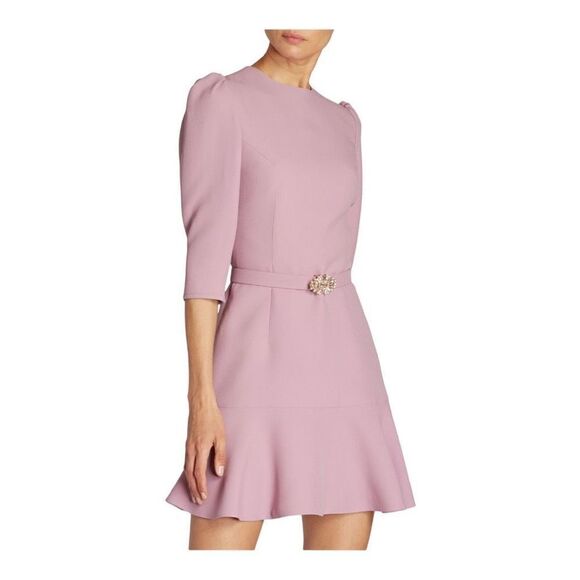 ANDREW GN Pink Flounce Hem Mini Dress Size 6 (38) ** not original belt - Picture 1 of 10